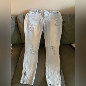 Washout Skinny Jeans with Zipper